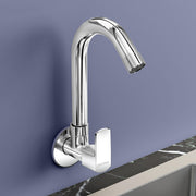 Plantex Single Lever Kitchen Sink Tap with Water Saving Aerator and Brass Spindle Tap/Quarter Turn Sink tap for Kitchen Basin with Wall Flange and Teflon Tape (Saga-Chrome)