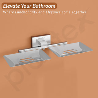Plantex Stainless Steel Double Soap Dish/Soap Stand for Bathroom & Kitchen/Soap Holder/Bathroom Accessories - Nexa (Chrome)