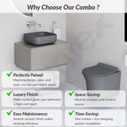 Plantex Ceramic Bathroom Commode and Wash Basin/Rimless Washdown Wall Hung Western Toilet/Bathroom Wash Basin/P Trap Commode - Smoke
