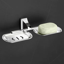 Plantex Dual Soap Holder for Bathroom/Pure Brass Double Soap Dish/soap Stand/Soap Bar/Soap Case/Bathroom Accessories - Pack of 1 (APS-DL-04, Chrome)