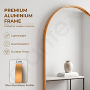 Plantex Aluminium Frame Mirror for Bathroom/Wall Mount Half-Capsule Mirror for Bedroom/Dressing Room/Living Room/Entryway - (Gold, 18x24 Inch)