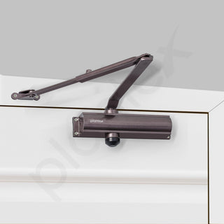 Plantex Aluminium Hydraulic Door Closer for Wooden Doors - Automatic Soft Close for Hotel/Home/Office - ISO 9001 Certified (MI-200, Capacity 55 kg, Brown)