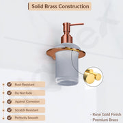 Plantex Smero Pure Brass Made Handwash Holder for wash Basin/Liquid Soap Dispenser/Shampoo Dispenser - Smart (PVD Rose Gold)