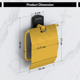 Plantex 304 Stainless Stee Toilet Paper Holder for Bathroom/Tissue Roll Holder for Washroom/Toilet Roll Holder for Bathroom Accessories - Parv (Gold & Black)