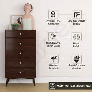 Plantex Knobs for Drawers/Drawer Knobs/Round Knob for Cabinets/Pull-Push Knob for Kitchen/Bedroom Drawer - Pack of 2 (Gold)