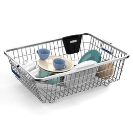 Plantex Heavy-Duty Stainless-Steel Dish Drainer Basket for Kitchen Utensils/Dish Drying Rack/Plate Stand/Bartan Basket (Large Size-64x47x20cm)