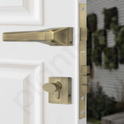 Plantex Door Lock with Handle/Door Handle for Main Door/Mortise Lock with 3 Computerized Brass keys/14 inch Pull-Push Handle/Door Hardware - Combo (Brass Antique)