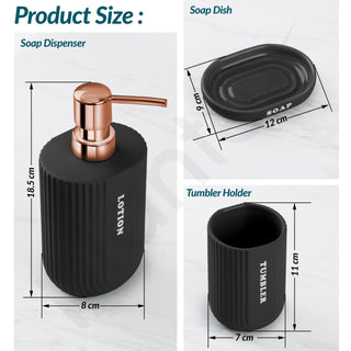 Plantex Ceramic Bathroom Set - Soap Holder for Bathroom/Liquid Soap Dispenser/Tumbler Holder/Toothbrush Holder - 3 Pcs Set