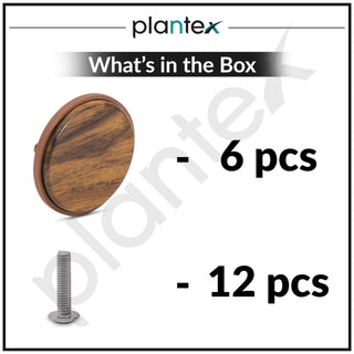 Plantex Knobs for Drawer/Round Drawer Knobs/Knobs for Cabinets/Pull-Push Knobs for Kitchen/Bedroom Drawer - Pack of 6 (Big, Rose Gold & Wood)