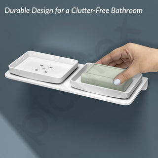 Plantex 5mm Acrylic Double Soap Dish/Soap Holder/Soap Stands for Bathroom & Kitchen/Bathroom Accessories - Wall Mount (White)