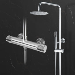 Plantex Shower Panel for Bathroom/Full Set with Head and Hand Shower with Adjustable Clamp and 304 Stainless Steel Hose Pipe - (Chrome)