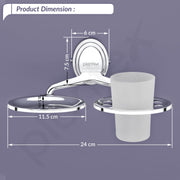 Plantex Stainless Steel 304 Grade 2 in1 Soap Dish with Tumbler Holder/Soap Stand/Tooth Brush Holder/Bathroom Accessories (Cubic - Chrome)