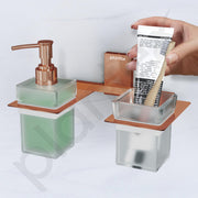 Plantex 304 Grade Stainless Steel Glass Liquid Dispenser with Tumbler Holder/Toothbrush Holder/Shampoo Dispenser for Washbasin/Kitchen/Bathroom Accessories - Pack of 1 (Crystal, PVD Rose Gold)