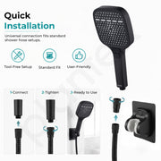 Plantex Hand Shower for Bath/3 Mode Multifunctional Shower/5-Inch ABS Plastic Silicone Handheld Shower/Easy Mode Switching – (Black, APS-609)