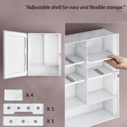 Plantex Bathroom Cabinet with Mirror/ABS Bathroom Storage Organiser/Multipurpose Shelf/Wall Mount Mirror Cabinet for Wash Basin (14x18 Inch, White)