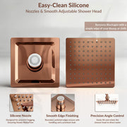 Plantex Stainless Steel Overhead Shower 8 x 8 inch with Water-Saving Technology/High pressure Rain Shower Head without Arm/Bathroom Shower -(Ultra Slim-PVD Rose Gold)