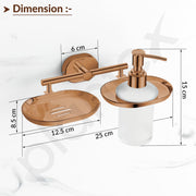 Plantex J4 Stainless Steel Soap Dish with Liquid Dispenser/Soap Stand for Bathroom Wall Mount/Shampoo Dispenser/Bathroom Accessories (PVD Rose Gold Finish) Onix