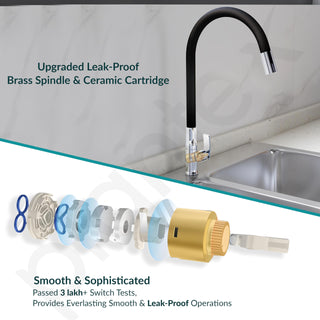 Plantex Sink Tap For Basin With Water Saving Nozzle For Sink Tap/Flexible Silicone Swivel Spout Kitchen Faucet/Water Tap For Kitchen Sink-(COL-1012B), Black
