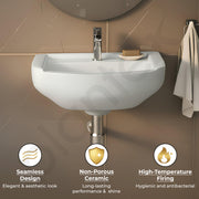 Plantex Ceramic Wall Hung Wash Basin/Washbasin for Bathroom with 10 Years Glaze Warranty by Plantex/Wall Mounted Samll Basin/Bathroom Sink (White - 17 x9 x5 Inch)