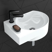 Plantex Ceramic Wall Hung Basin/Washbasin for Bathroom/Wall Mount Corner Wash Basin/Sink for Living Room/Office (Orca, White)