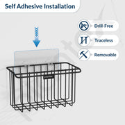 Plantex Self Adhesive Shelf/Wall Mounted Storage Shelf/Rack/Toothbrush Holder with Kitchen Napkin Holder/Shelf for Bathroom