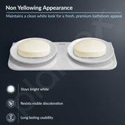 Plantex Dual Soap Holder for Bathroom/Acrylic Double Round Soap Dish/Stand/Bar/Soap Case/Bathroom Accessories - Pack of 1 (VIW-122, White)