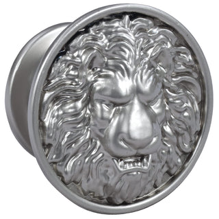Plantex Lion Face Drawer Knobs for Kitchen Cabinet, Wardrobe | Round Pulls Handles - Pack of 6 Pieces (Silver)