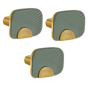 Plantex Knobs for Drawers/Drawer Knobs/Rectangle Knob for Cabinets/Pull-Push Knob for Kitchen/Bedroom/Drawer - Pack of 3 (Gold & Green)