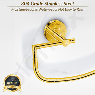 Plantex 304 Grade Stainless Steel Towel Ring/Hand Towel Holder/Towel Hanger for Bathroom/Napkin Holder for Wash Basin/Bathroom Accessories - Oreo (Gold)