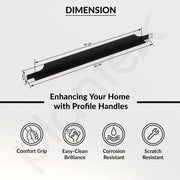 Plantex Profile Handle for Kitchen Cabinet/24 Inch Aluminium Drawer Profile Handle/Wardrobe Pull Handle for Home/Office/Hotel - Pack of 2 (Black)