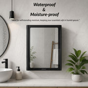 Plantex Bathroom Cabinet with Mirror/ABS Bathroom Storage Organiser/Multipurpose Bathroom Shelf/Wall Mount Mirror Cabinet for Wash Basin (14x18 Inch, Black)