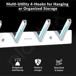 Plantex Wall Hooks for Hanging Cloth/Stainless Steel Towel Hangers/Bathroom Robe Hooks/Door Hangers/Square Wall Hook/Hook Rail for Hanging Keys - 4 Hooks (Pack of 2, Chrome)