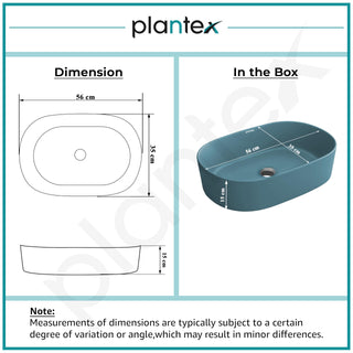 Plantex Ceramic Wash Basin for Bathroom/Oval Counter Top Basin/Tabletop Wash Basin for Home/Office (Harmony Blue - 22 x 14 x 6 Inch)
