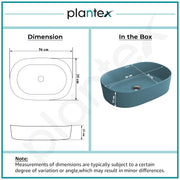Plantex Ceramic Wash Basin for Bathroom/Oval Counter Top Basin/Tabletop Wash Basin for Home/Office (Harmony Blue - 22 x 14 x 6 Inch)