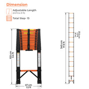 Plantex 5.5m (18.04 ft.) Telescopic Ladder/Carbon Steel 14-Steps Portable & Compact Ladder/Foldable Multipurpose Collapsible Ladder for Home & Outdoor Use - (Orange)