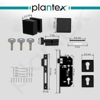 Plantex Heavy Duty Door Lock/Main Door Mortise Lock Handle/Handle Set for Home/Office/Door Accessories - (PT-011, Black)