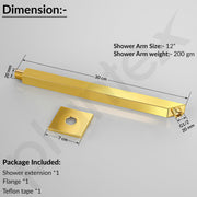 Plantex 12-Inch Shower Arm for Overhead Shower/Stainless Steel Shower Pipe/Wall Mount Bathroom Fitting with Â½-Inch Thread - Pack of 1 (Gold)
