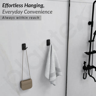 Plantex Robe Hook/Hanging Hooks for Bathroom/Wall Hooks for Hanging Clothes/Hooks for Wall/Bathroom Accessories - Pack of 1 (Black, 574)
