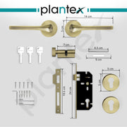 Plantex Main Door Lock/Mortise Lock for Door with 3 Years of Warranty - Robust Door Lock for Home with Brass Lock Body & Cylinder(064- Brass Antique Finish)