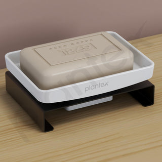 Plantex Single Soap Dish/Stainless Steel and ABS Soap Dish for Bathroom/Soap Stand/Holder/Bathroom Accessories - (Black & White)