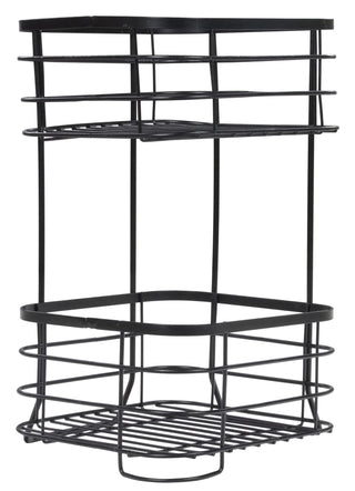 Plantex Heavy Steel Multipurpose Bathroom Corner Shelf/Storage Rack/Organizer For Living Room/Kitchen/Bathroom Accessories - Countertop (Black, Powder Coated)