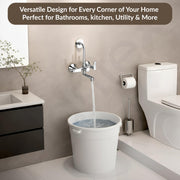 Plantex Pure Brass 2-in-1 Wall Mixer with Brass Wall Flange & Teflon Tape/Mixer Tap for Bathroom with Overhead Shower Provision and Long Bend Pipe/Bathroom Tap/Taps for Bathroom-(Star, Chrome)