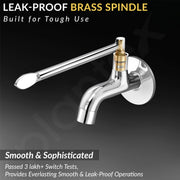 Plantex Lab Bib Cock for Bathroom/Short Body Tap with Wall Flange and Teflone Tap - Pack of 1 (AC04, Chrome)