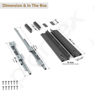 Plantex Tandem Box Drawer for Kitchen/Soft Close Tandem Box for Modular Kitchen/Tandem Basket/Load Capacity Upto 45 Kg - Grey (20 x 4 inch)