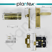 Plantex Heavy Duty Door Lock ÃƒÂ¢Ã¢â€šÂ¬Ã¢â‚¬Å“ Bathroom Door Lock/Mortise 8inch Keyless Plate Handle Set for Home/Bathroom/Store Room/Balcony/Office with Baby Latch (8106, Brass Antique)