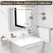 Plantex 304 Grade Stainless Steel Bathroom Accessories Set of 5 - Towel Rod/Hand Napkin Hanger for Wash Basin/Soap Case/Toothbrush Holder/Robe Hook - Squaro (Brass Antique)
