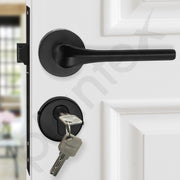 Plantex Heavy Duty Door Lock/Mortise Lock Knob For Door/Handle Door Lock For Bedroom/Home/Office/Hotel- 3 Brass Keys(Black Finish)