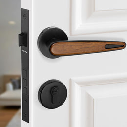 Plantex Main Door Lock/Mortise Lock for Door with 3 Years of Warranty - Robust Door Lock for Home with Brass Lock Body & Cylinder(034-Black & Wood Finish)
