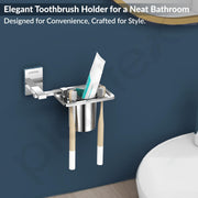 Plantex Tumbler Holder for Bathroom/304 Grade Stainless Steel Toothbrush Holder/Toothpaste/Razor Holder/Bathroom Accessories - Pack of 1 (Senso, Chrome)