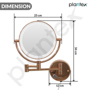 Plantex Brass and 304 Stainless-Steel Magnifying Mirror with LED/Makeup Mirror with Light/Zoom Mirror- 5x/1x Magnification (8 Inch-Rose Gold/Wall Mount)